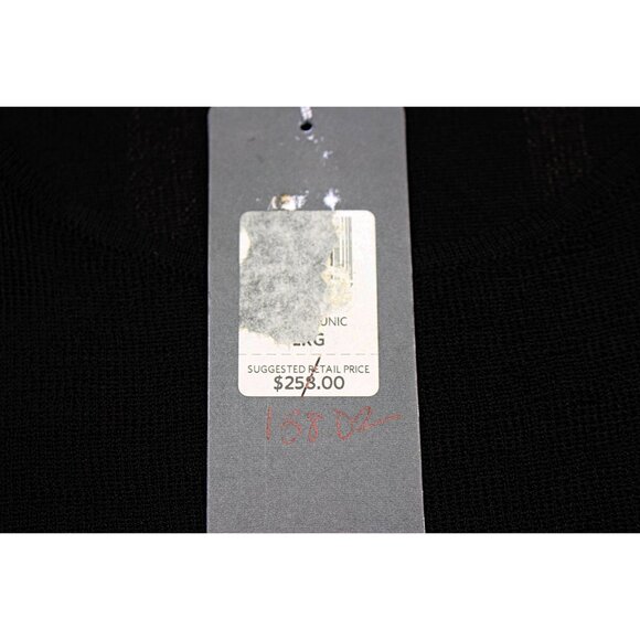 New w/Tags - Eileen Fisher Rayon Nylon Crinkle Asymmetric Tunic, Black, Lrg - Picture 14 of 14